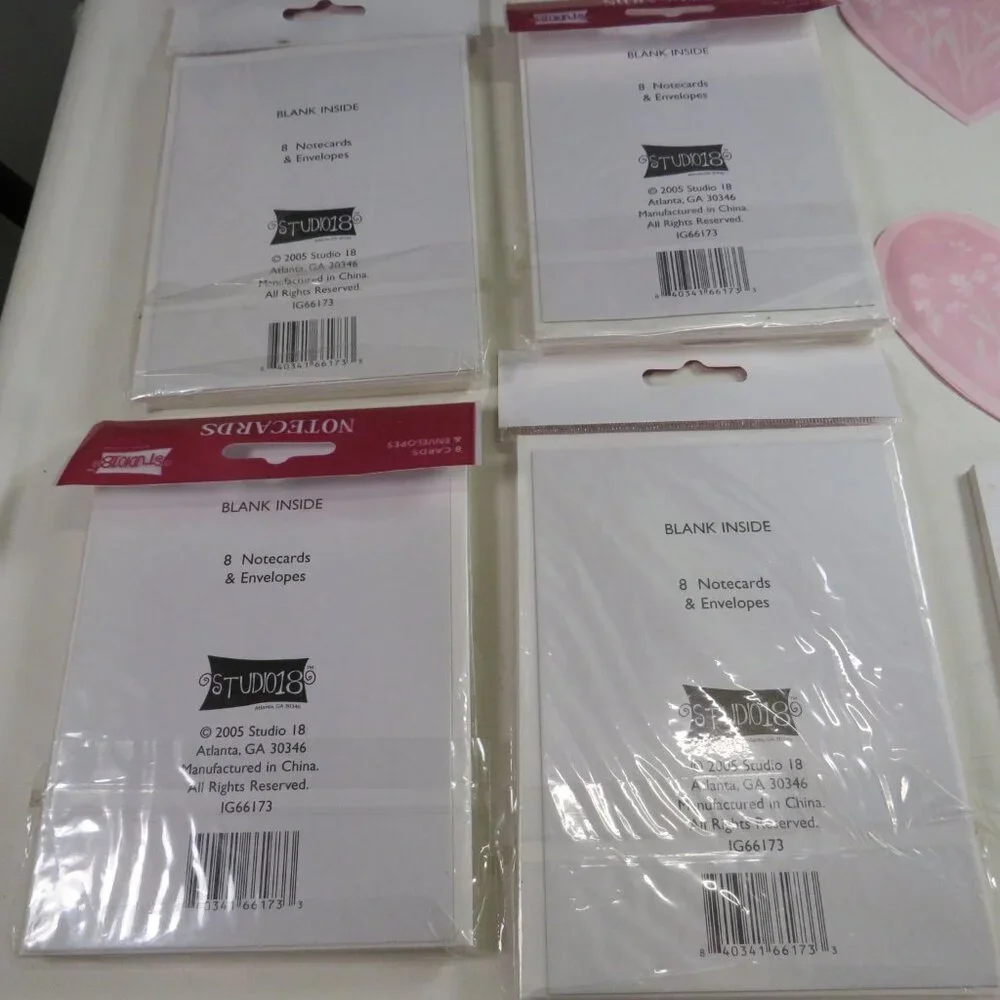 Heart Cards (4 new packages with 8 cards/envelopes each) and sticky notes